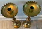    pair Of Antique 1930 s Vintage Brass Catholic Church Altar Candle Sticks 18 