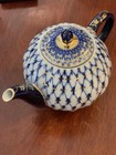 Imperial Lomonosov Cobalt Net Tulip Porcelain Teapot     600ml  22k Gold     New