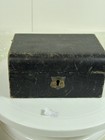 Antique Victorian Early 20th  Wood   Leather Bound Jewellery Box Red Silk