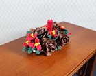 Dollhouse Holiday Centerpiece Red Poinsettias   Pinecones 1 12 Scale Miniature