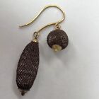 14k Victorian Antique Mourning Woven Hair Earrings  Dangles  In Remembrance