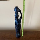 Vintage African Hand Carved Ebony Woman With Basket 14  Wood Figurine Ghana