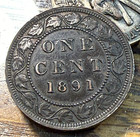 1891 Large Leaves   Date Canada Large Cent Nice Original Brown Au Km-7 Chrc