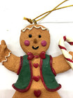 Gingerbread Man Hand Painted Resin Christmas Ornament Gold Cord Hanger New