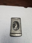 Antique Art Nouveau Stick Match Pocket Safe Box Vesta Case Stag   Lady s Bust