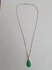 Natural Chrysoprase Teardrop Pendant 925 Italy Sterling Box Chain Necklace