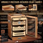 Premium Cigar Large Storage Cabinet Countertop Display Cedar Humidor Glass Top