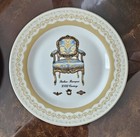 Vtg Porcelain Treasures Dessert 7 5  Plates W  Antique Chairs Design Set Of 4