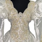 Vintage Demetrios Ivory Beaded Puff Sleeve Wedding Dress Bridal Gown