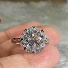 2ct Round Cut Real Moissanite Solitaire Engagement Ring 14k White Gold Plated