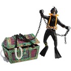 Aquarium Treasure Chest Diver Ornament Air Bubbler Fish Tank Decoration Black Re