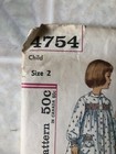 1960s Vtg Simplicity Sewing Pattern 4754 Girls Smock   Robe Sz 2 Long Short Slv