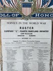 Ww1 Us Army 4th Maryland Infantry Roll Of Honor Framed Camp Mcclellan  rf