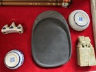 Chinese Calligraphy Set Brush Paperweight Ink Stone Vintage Suzuri Sumi Grinder