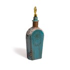 Decorative Decoupage Bottle With Gold Tone Stopper  Steampunk Theme