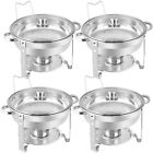 4 Pcs 5qt Stainless Steel Round Chafing Dishes Buffet Warmer Set With Glass Lid 