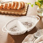 Pioneer Woman Agatha Brown Divided Server Stoneware Tray Floral White New