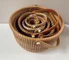 Vintage Nested Round Nantucket Baskets Set Of 6 Nautical Cottage Home Decor