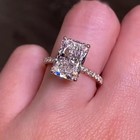 3 Ct Radiant Cut Moissanite Hidden Halo Engagement Ring Solid 14k White Gold