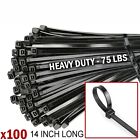 130pcs 14  Cable Ties Zip Heavy Duty 50lbs Ultra Nylon Wrap Wire Uv Resistant