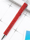 4pcs Red Rhinestone Bling Metal Ballpoint Pens Stationery Press Pen Black Ink