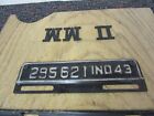 Ww2 Wwii License Plate Display Indiana Plates Lot Plaque