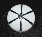 Vtg Mcm Stripe Textured Glass Ceiling Light Shade Thick Clear   Opaque White 11 