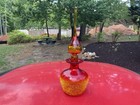 Stunning Vintage Rainbow Crackled Glass Decanter   Tangerine    Stopper     3