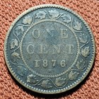 1876 H Canada 1 Cent Victoria Coin Vg f Km 7