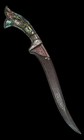 Indo Persian Silver Work Damascus Blade Dagger With  Sheath 14 Inch