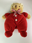 Vintage Eden Teddy Bear Plush Stuffed Animal Brown With Red Sleeper