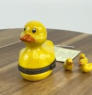 Porcelain Hinged Trinket Box Yellow Duck And Three Baby Chicks New In Box 