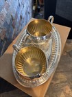 Vtg  Oneida Silver Plate Cream And Sugar Set With Engraved Tray In Original Box