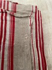 Antique French 1920s Herringbone Linen Mattress Ticking Fabric Red ecru 4ft
