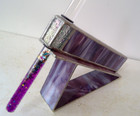 Beautiful Leaded Stained Glass Kaleidoscope Lucite Oil Wand Glass Viewer   Stand