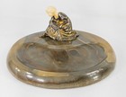 Antique Austrian Art Deco Art Nouveau Silvered Bronze Figure And Onyx Ashtray