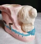 Vintage Ruben   s Originals Japan Nursery Baby Planter Teddy Bear Train Pink Blue