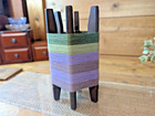 Japanese Wooden Thread Spool Itomaki Vtg Bobbin Spinning Frame Colored Threads
