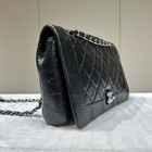 Chanel Seasonal Flap Bag Black Aged Calfskin Silver Hw