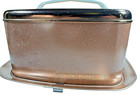 Vtg Lincoln Ware Shiny Copper Top Square Locking W  Handle Cake Carrier 1950s