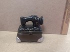 Antique Sewing Machine Porcelain Trinket Pill Box With Spool Trinket