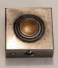 Vintage Art Deco Monogram E Pill Box     Silver Tone Metal Case     1930s Compact 