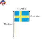100pcs Sweden Swedish Toothpick Flags Decorations Small Cupcake Toppers Cocktail