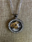 Hand Painted Beagle Dog Pendant Necklace Silvertone With 20    Chain Original Sale