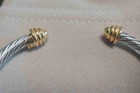 David yurman4mmclassic cable Sterling Silver Bracelet   18k Gold Dome Bangle V32