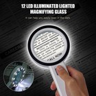 30x Jumbo Handheld Magnifying Glass W  12 Bright Led Light Illuminated Magnifier