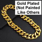 Miami Cuban Link 32  Chain Fake Gold Plated 32mm Wide Link Big Hip Hop D32