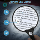 Large Magnifying Glass With Light 10x 20x 45x Illuminated Handheld Magnifier New