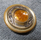 Vintage Antique Metal   Facet Glass Button Orange Center