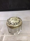 Antique Gorham - Glass Powder Jar With Repousse    Sterling Silver Top - 2    Wide